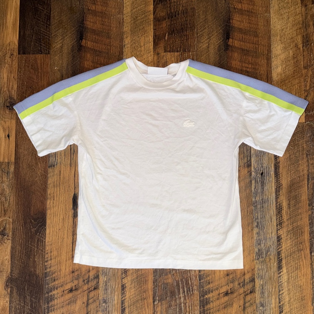 Lacoste Women’s Contrast Bands T-shirt size small medium 32